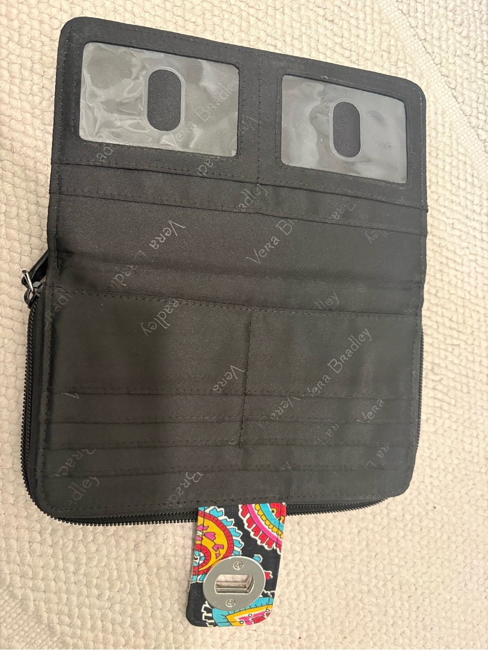 Vera Bradley Colorful Paisley Turn Lock Zip Around Wallet - Picture 3 of 3